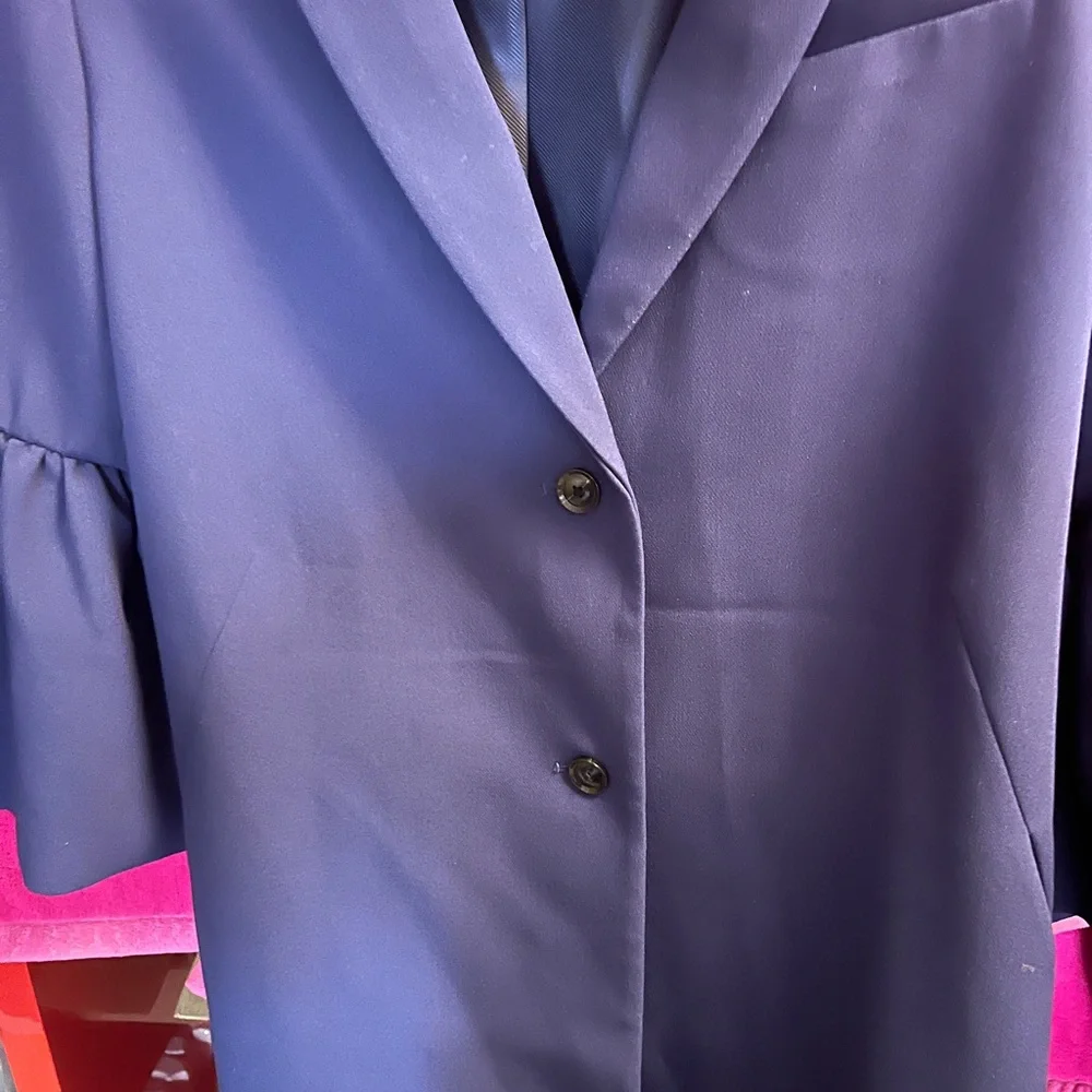 Banana Republic Bell-Sleeve Coat JACKET Size XL blue‎ NWOT - Picture 9 of 10